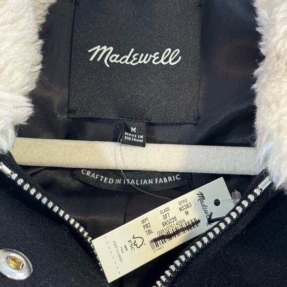 NWT Madewell Sherpa-Collar Asymmetric Zip-Front Jacket Wool Blend Medium NS383 - Picture 6 of 13
